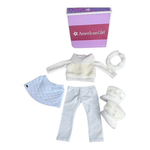 American Girl Enchanting Winter Outfit Doll Skirt Top Legging Boots Headband Box - Picture 2 of 12